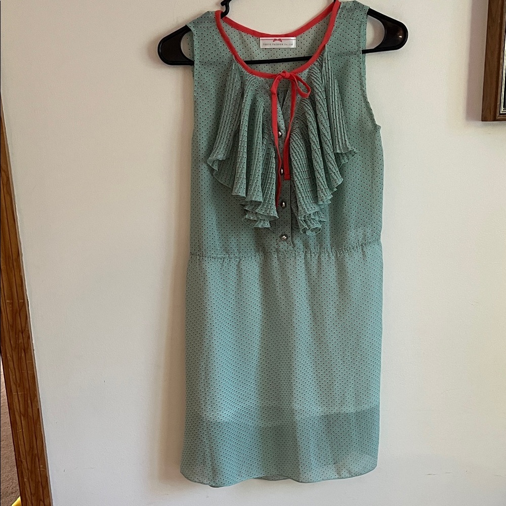 Tokyo Fashion ltd Green Sleeveless Dress with Red Trim